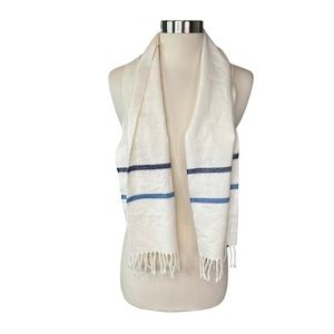 Cashmere Scarf Womens Tassles Wrap Off White